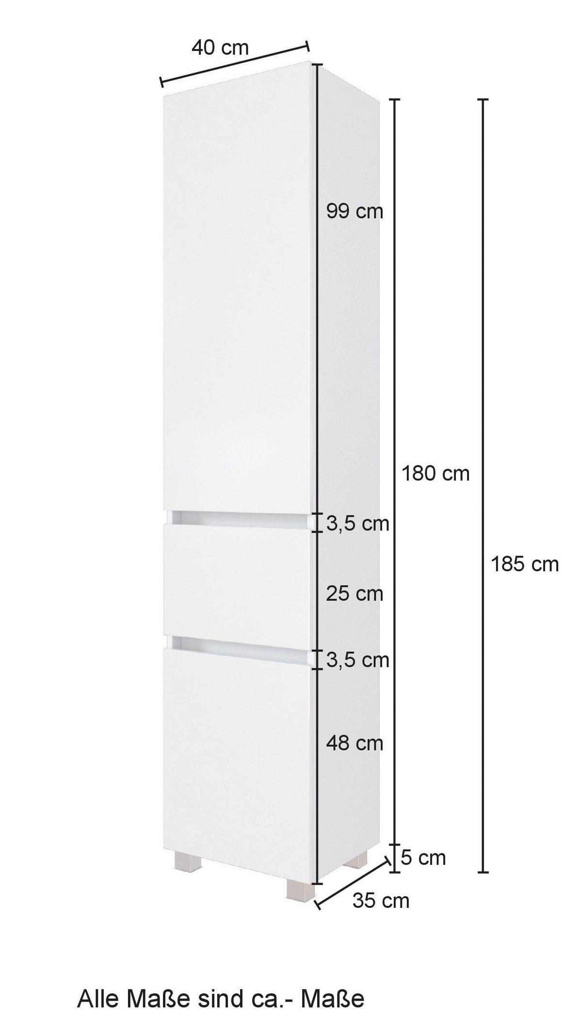 Hochschrank Kopenhagen B: 40 Cm Graphit-/eichefarben - Eichefarben/Silberfarben, KONVENTIONELL, Holzwerkstoff (40/180/35cm) - Held