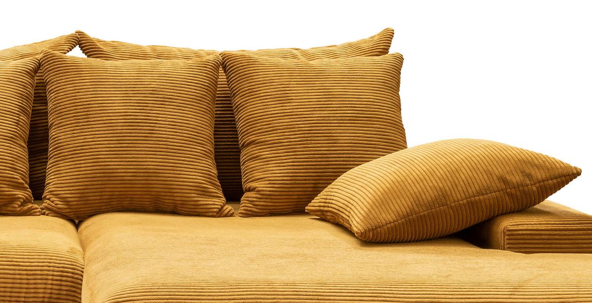 Ecksofa Avellino Goldfarben S: 278/200 cm - Goldfarben/Schwarz, MODERN, Textil (278/200cm) - Livetastic