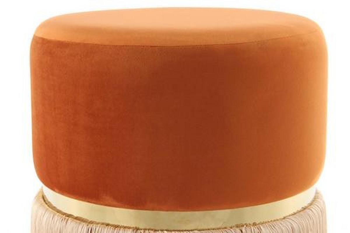 Taburet zlatá/oranžová/šampaňská - oranžová/barvy zlata, Basics, kov/kompozitní dřevo (41/44,5/41cm)