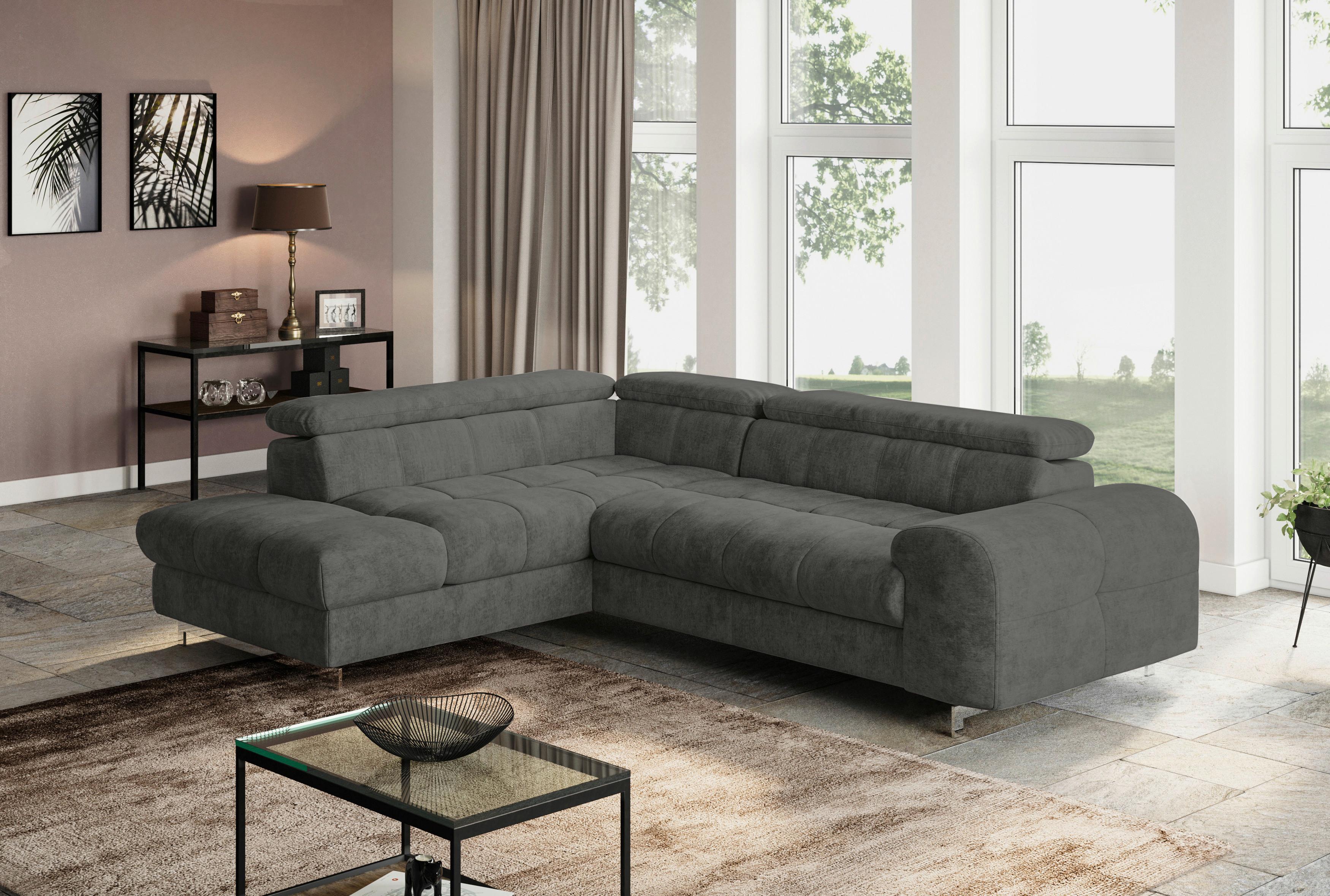 Ecksofa mit Schlaffunktion Cloud + Anthrazit - Chromfarben/Anthrazit, KONVENTIONELL, Textil (206/257cm) - Livetastic