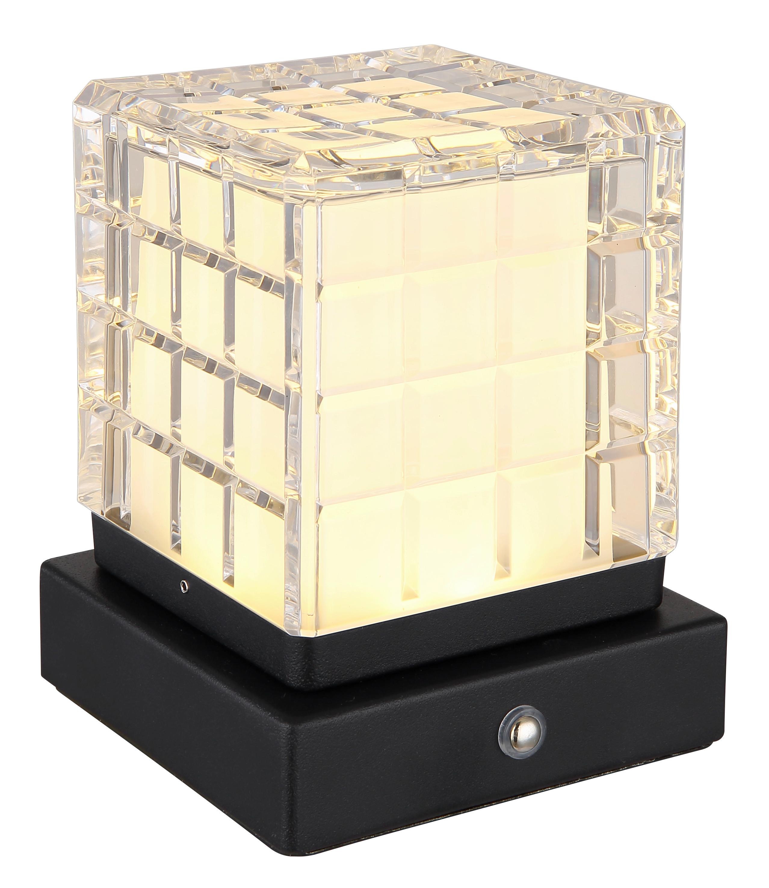 Akku-Tischleuchte 21009s - Klar/Schwarz, Trend, Kunststoff/Metall (10/10/10cm) - Globo