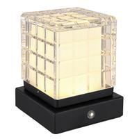 Akku-tischleuchte 21009s - Klar/Schwarz, Trend, Kunststoff/Metall (10/10/10cm) - Globo