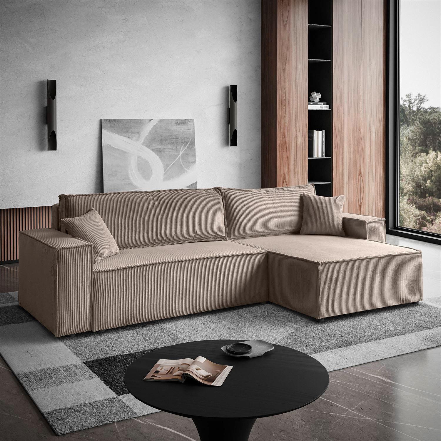 Ecksofa Carlos Xl - Hellbraun, Design, Textil (143/277cm) - P & B