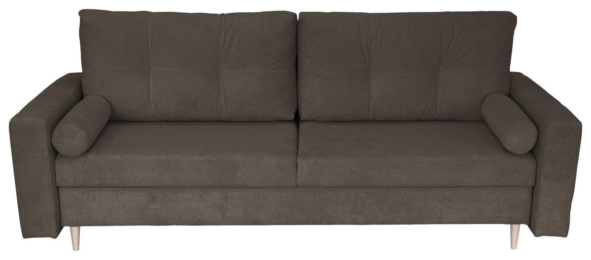 Schlafsofa Mit Bettkasten Torenta Grau B: 220 Cm - Schwarz/Naturfarben, Design, Textil (220/96/98cm) - MID.YOU