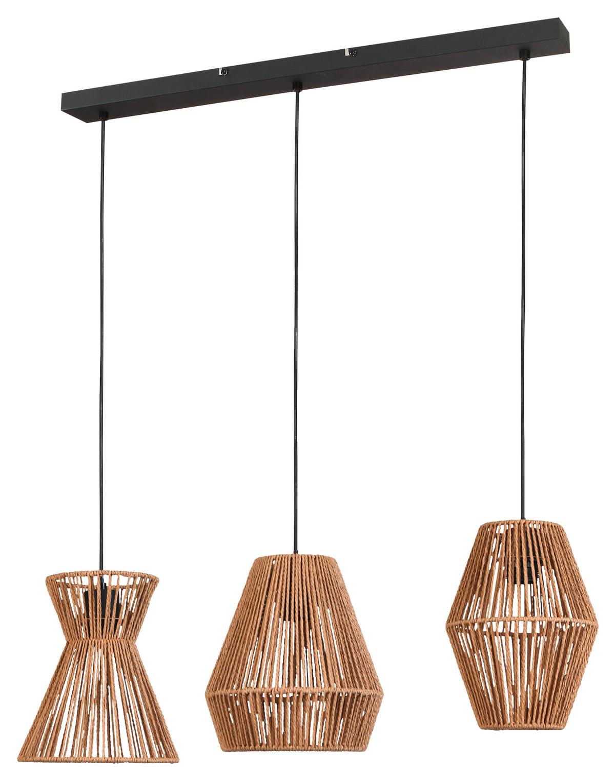 Závesné svietidlo Naturm - černá/přírodní barvy, Konvenční, kov/papír (80/20/120cm) - Modern Living