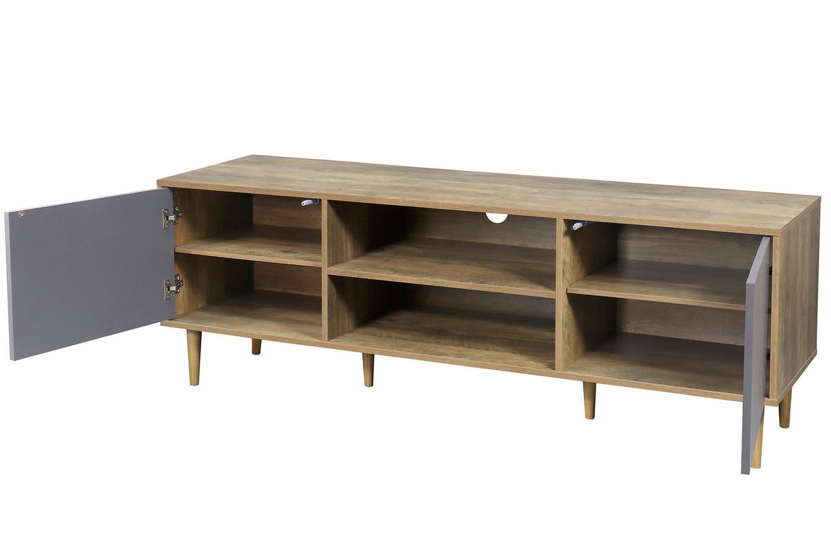 Lowboard Grau, Naturfarben B: 160cm - Naturfarben/Grau, Design, Holzwerkstoff (160/55/40cm) - Livetastic