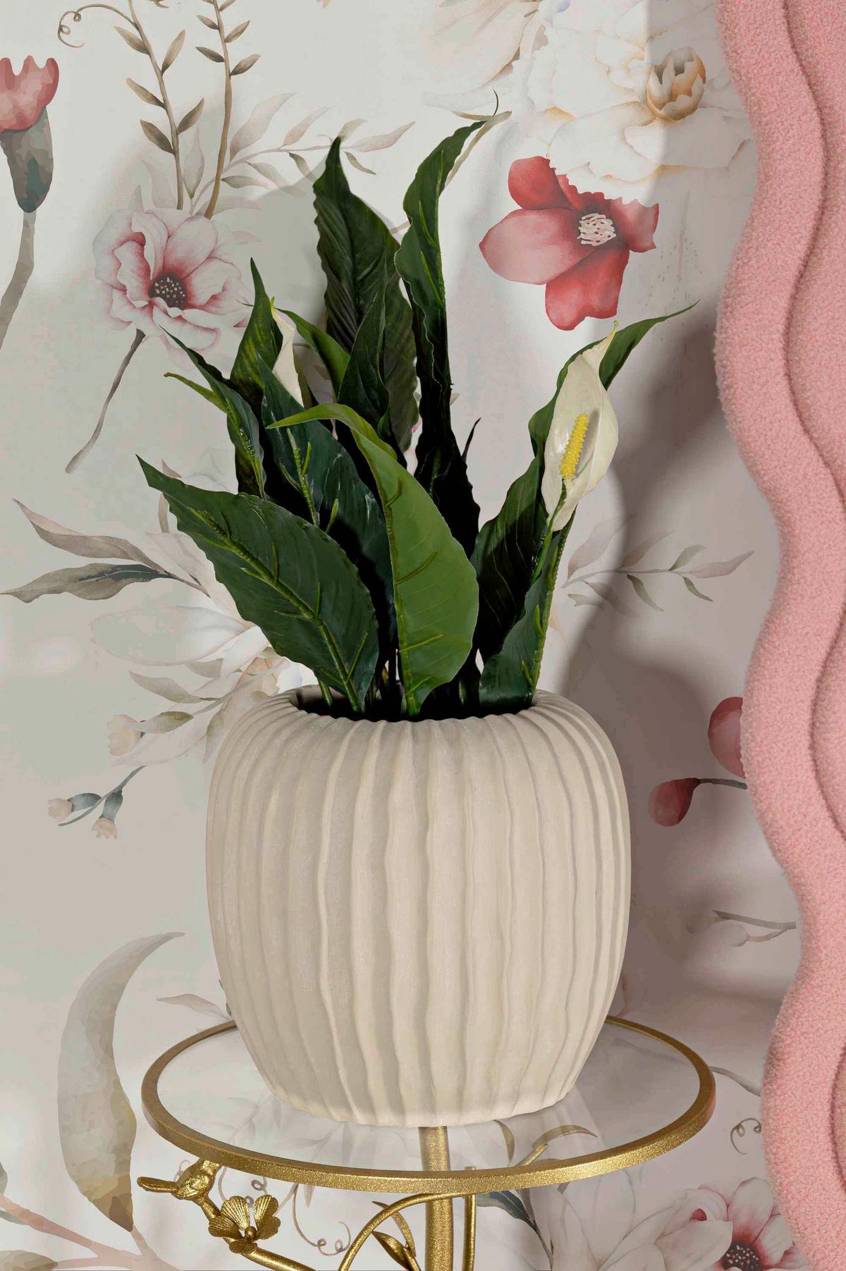 Vase Mist Pot Creme B: 26,5 cm - Creme, Basics, Metall (26,5/26/26,5cm)