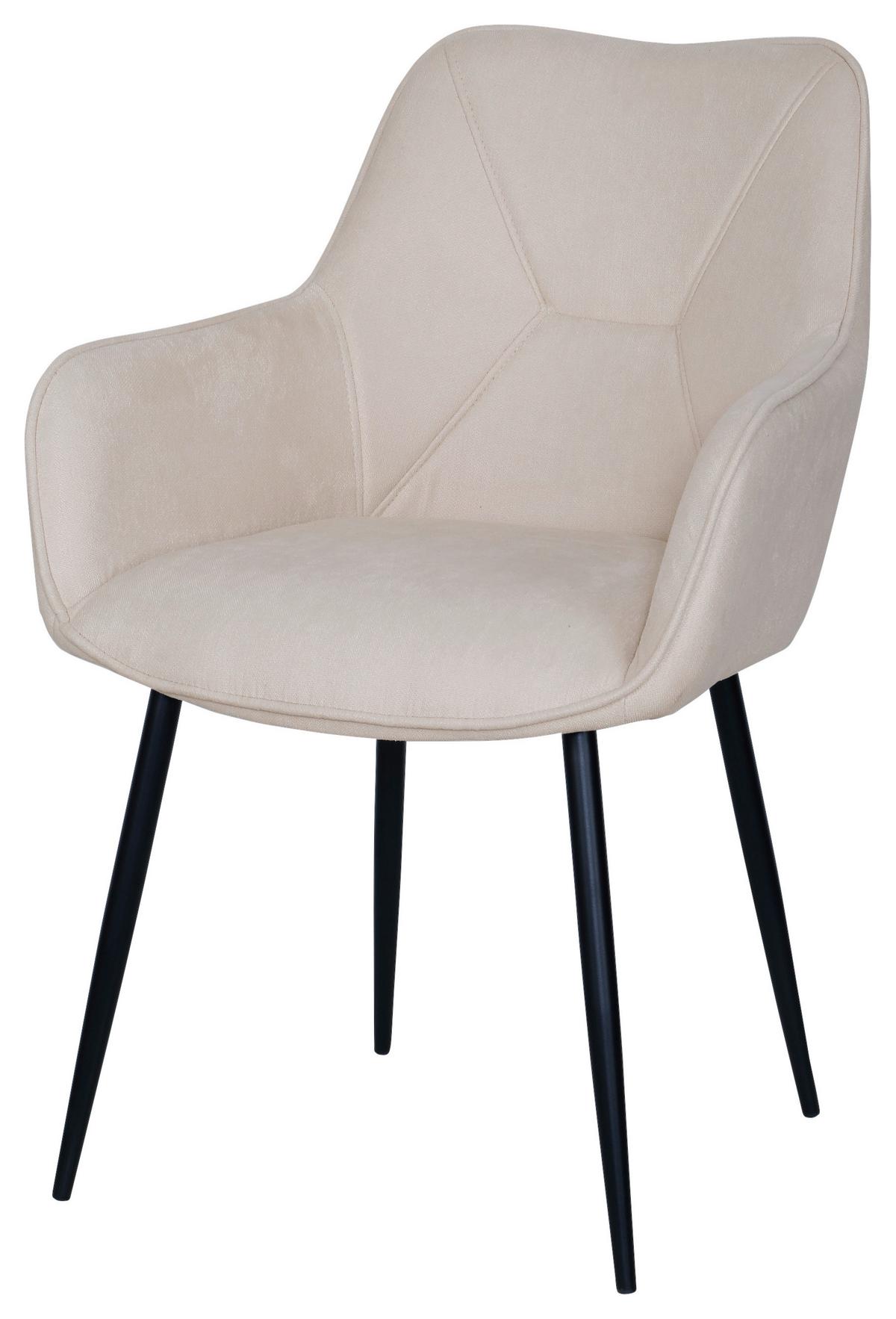 Židle s područkami béžová - černá/béžová, Moderní, kov/dřevo (57/85/60cm) - Mömax