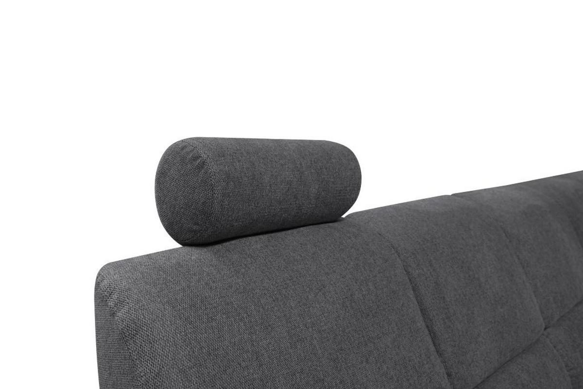 Sedačka MARSYLIA, pravá, tmavě šedá - černá/barvy stříbra, Design, kov/dřevo (270/216cm) - MID.YOU