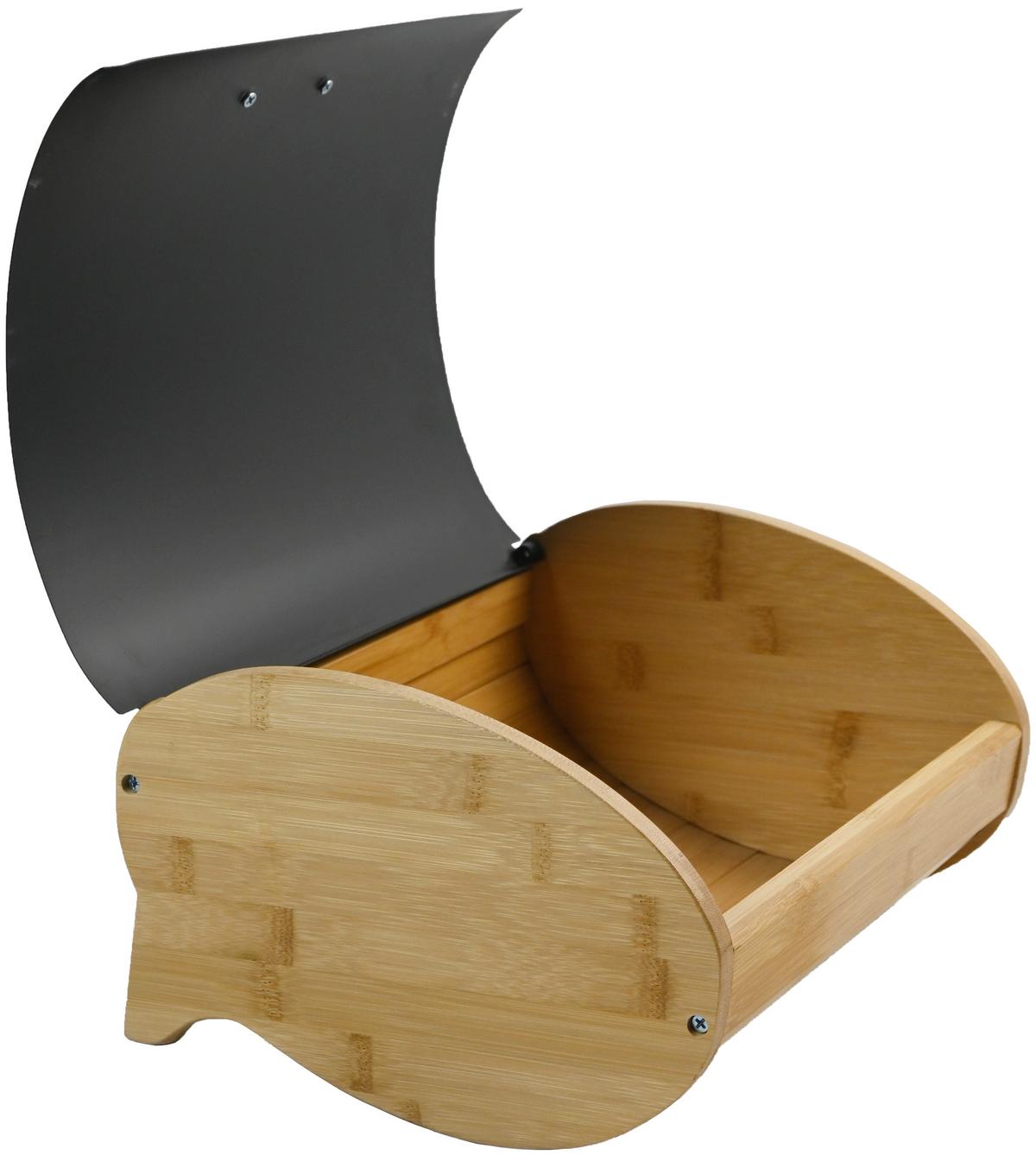 BOX NA CHLIEB SVEA - čierna/prírodná farba, Modern, kov/drevo (35/25/15,5cm) - Modern Living