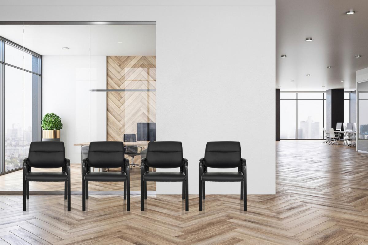 Besucherstuhl Advie V Pu Schwarz B: 60 cm - Schwarz, MODERN, Leder/Metall (60/85/64cm)