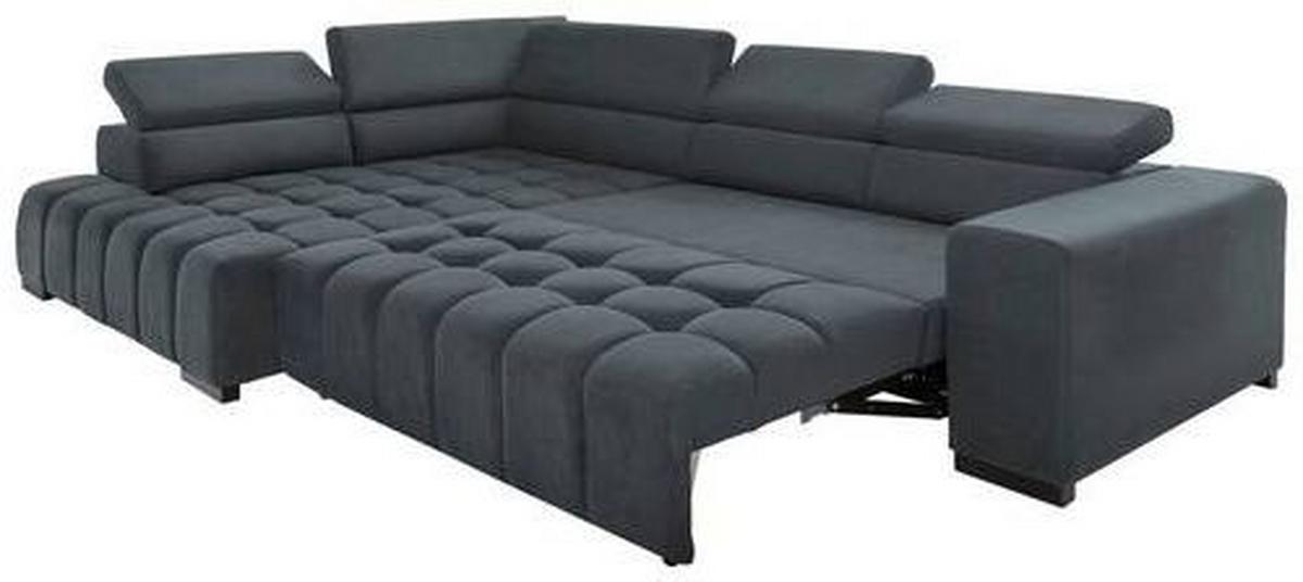 Eckschlafsofa Elias Neu Dunkelgrau S: 201 Cm - Dunkelgrau/Schwarz, Design, Textil (201/307cm) - Livetastic