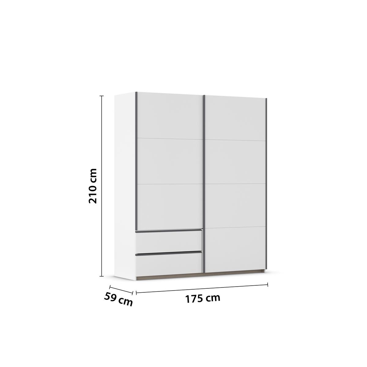 Schwebetürenschrank Stoke Weiß B: 175 cm - Weiß, MODERN, Holzwerkstoff (175/210/59cm) - Rauch Möbel