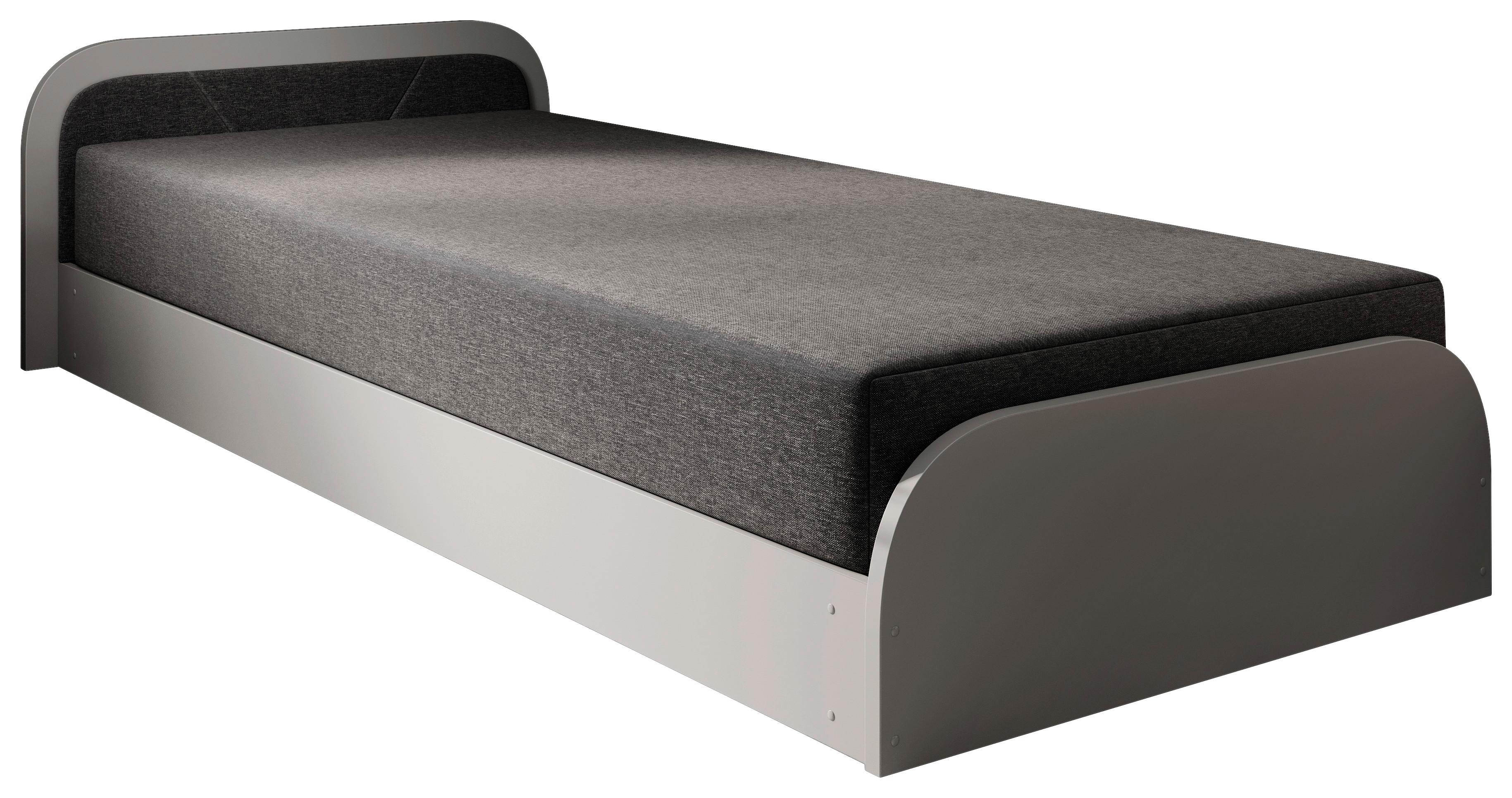 Bett Parys Left Grau Lf: 80x190 cm - Hellgrau/Schwarz, MODERN, Holz/Textil (80/190cm) - MID.YOU