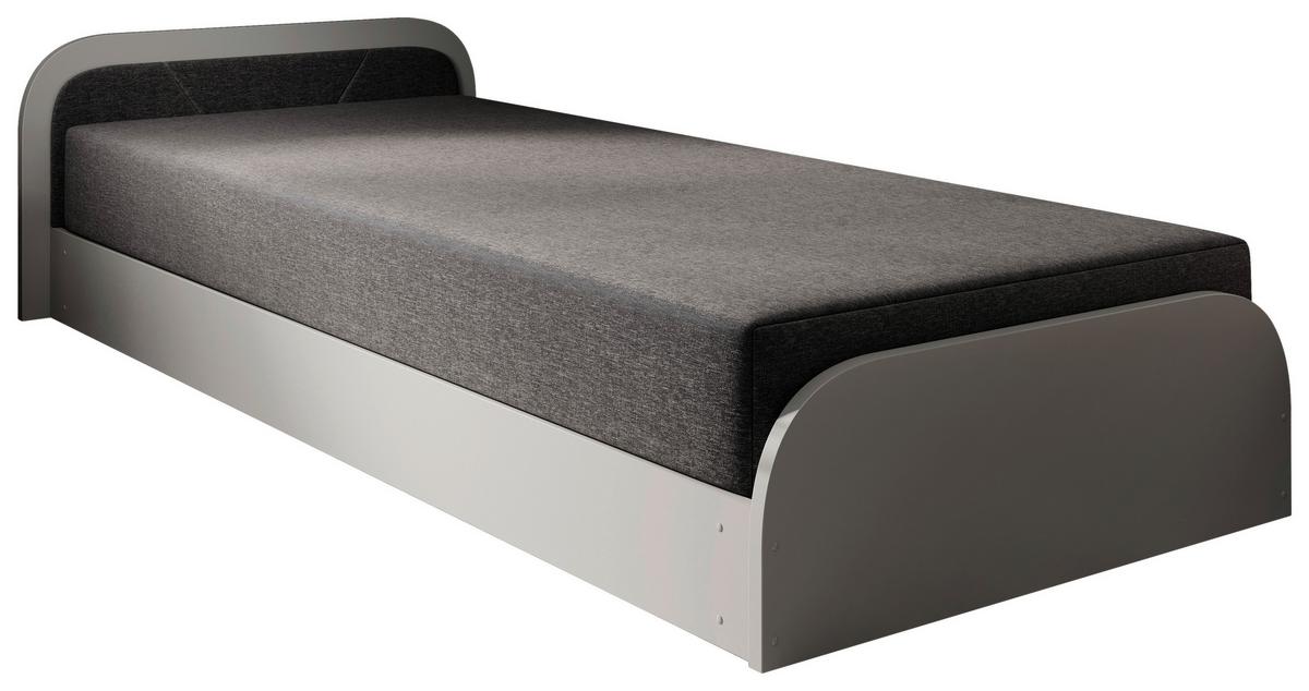 Bett Parys Right Grau Lf: 80x190 Cm - Hellgrau/Schwarz, MODERN, Holz/Textil (80/190cm) - MID.YOU