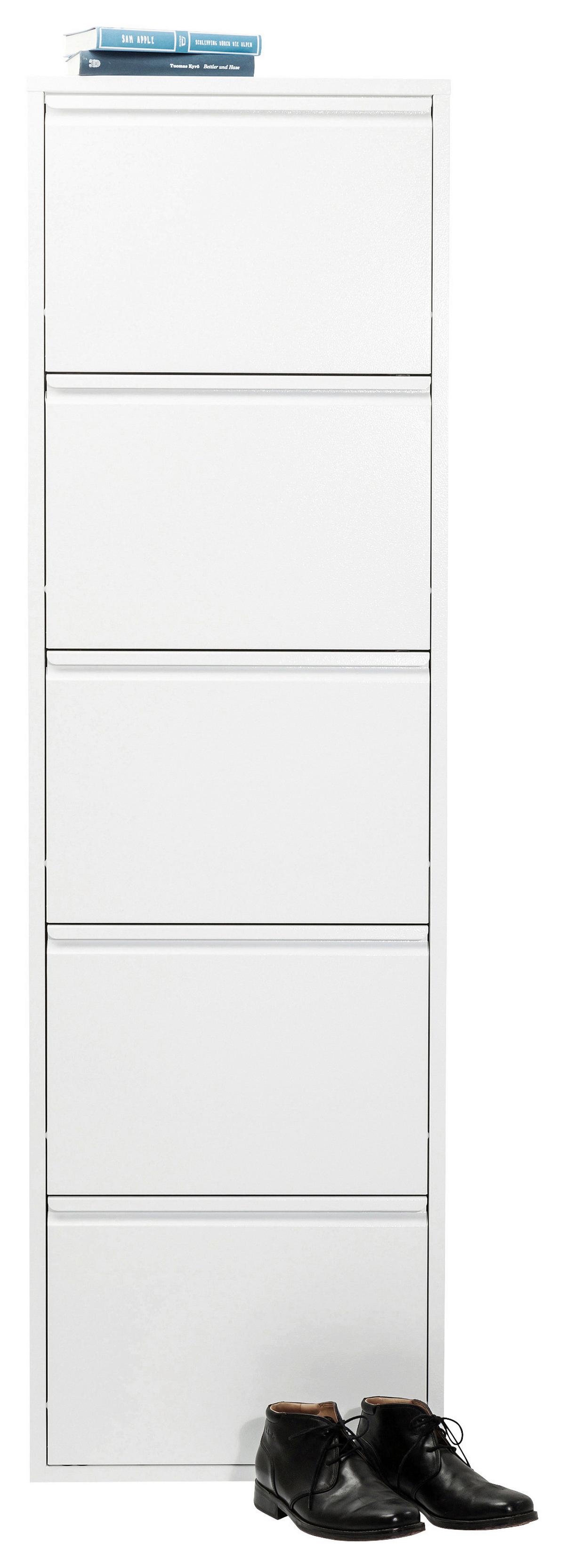 Schuhkipper Caruso 5 Klappen Weiß B: 50 cm - Weiß, Basics, Metall (50/170/15cm) - Kare-Design