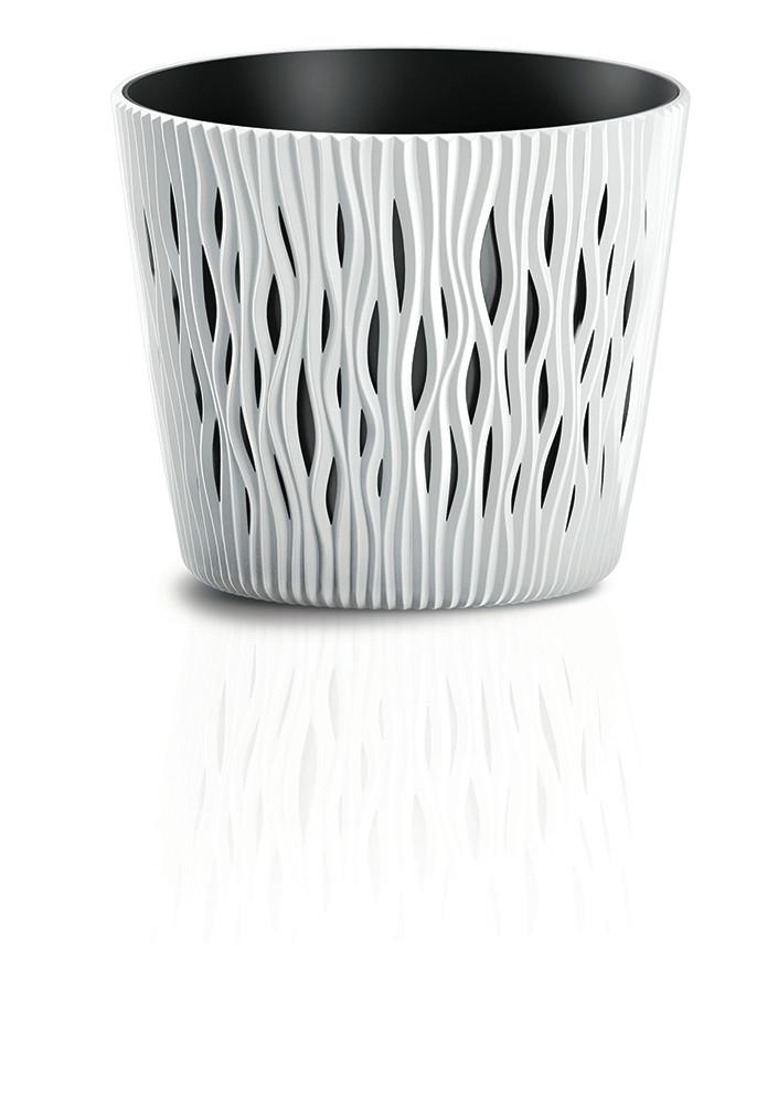 Kaspó Sandy 19cm - fehér, műanyag (19cm)