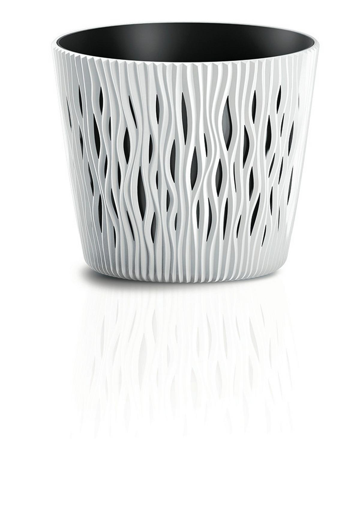 Kaspó Sandy 19cm - fehér, műanyag (19cm)