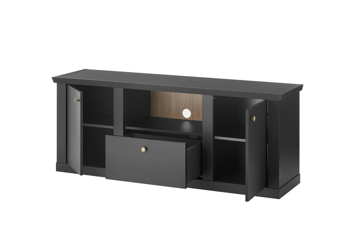 Lowboard Lincoln Schwarz/Eichefarben B: 158cm - Eichefarben/Schwarz, Design, Holzwerkstoff (158/62/42cm) - MID.YOU