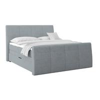 Boxspringbett Libra - Graublau/Schwarz, KONVENTIONELL, Textil (160/200cm)