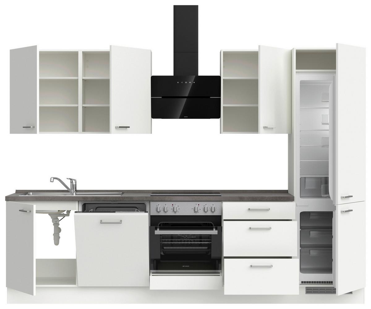 KÜCHENLEERBLOCK TOUCH HIGH - LINE, H10 RECHTS - Weiß/Grau, MODERN, Holzwerkstoff (300cm) - Nobilia