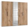 Drehtürenschrank Mit Spiegel 250 Cm Level, Weiß/eiche Dekor - Eichefarben/Weiß, MODERN, Holzwerkstoff (250/216/58cm) - MID.YOU