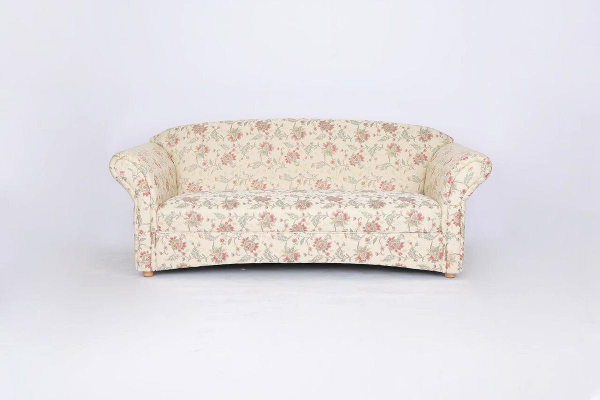 3-Sitzer Loretta, BLumenmuster ca. 204x83x85 cm - Hellbraun/Perlmutt, Basics, Holz/Textil (204/83/85cm)