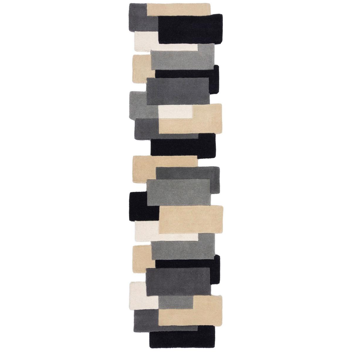 Wollteppich Monochrom Schwarz B: 60 cm - Schwarz, Basics, Textil (60/230cm)