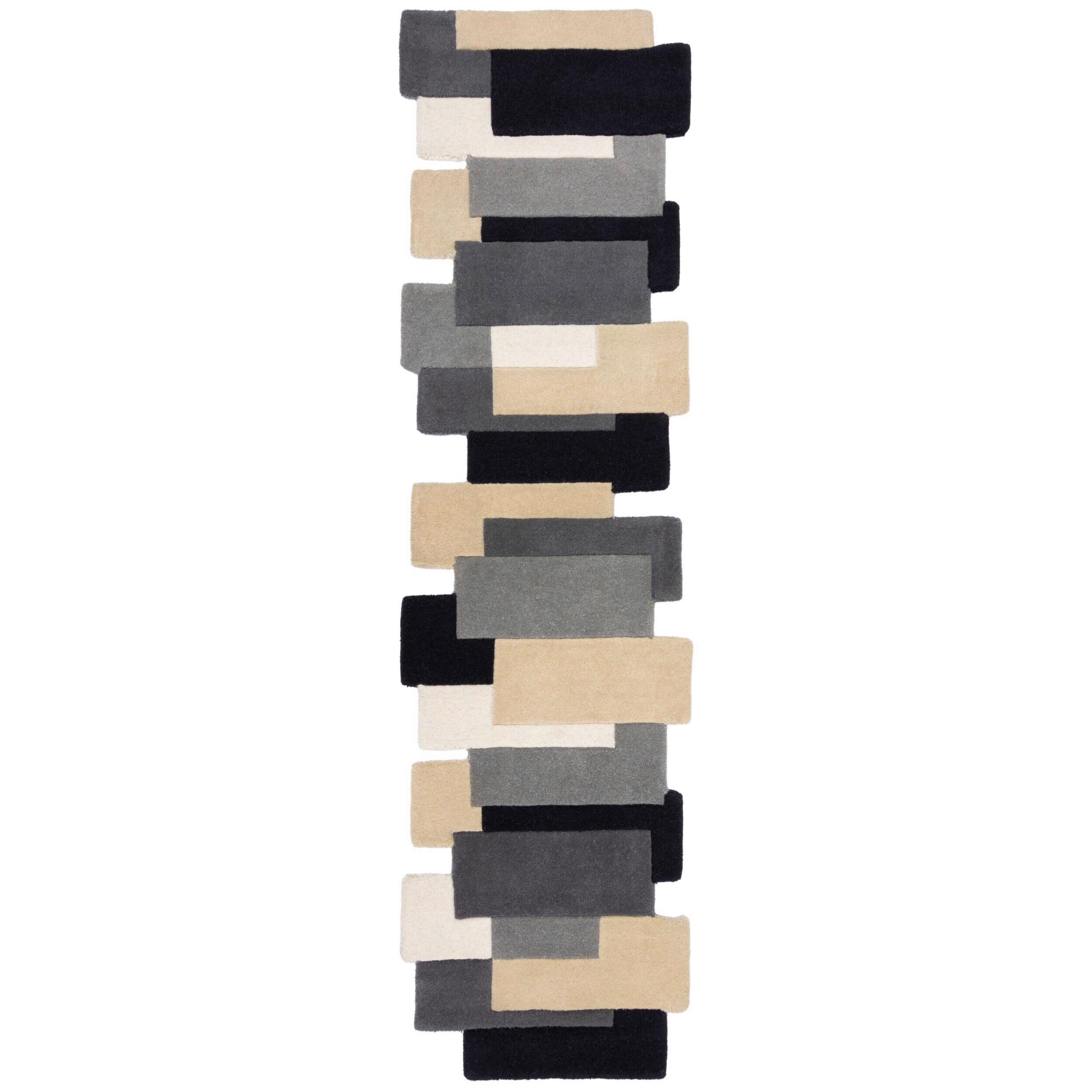 Wollteppich Monochrom Schwarz B: 60 Cm