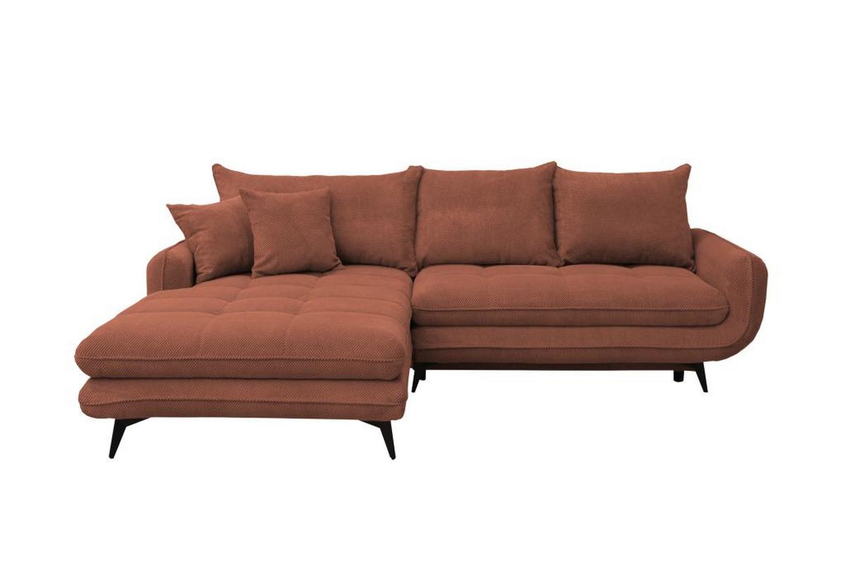 Rohová sedačka WAVE, ľavá, staroružová - čierna/staroružová, Modern, kov/textil (189/266cm)