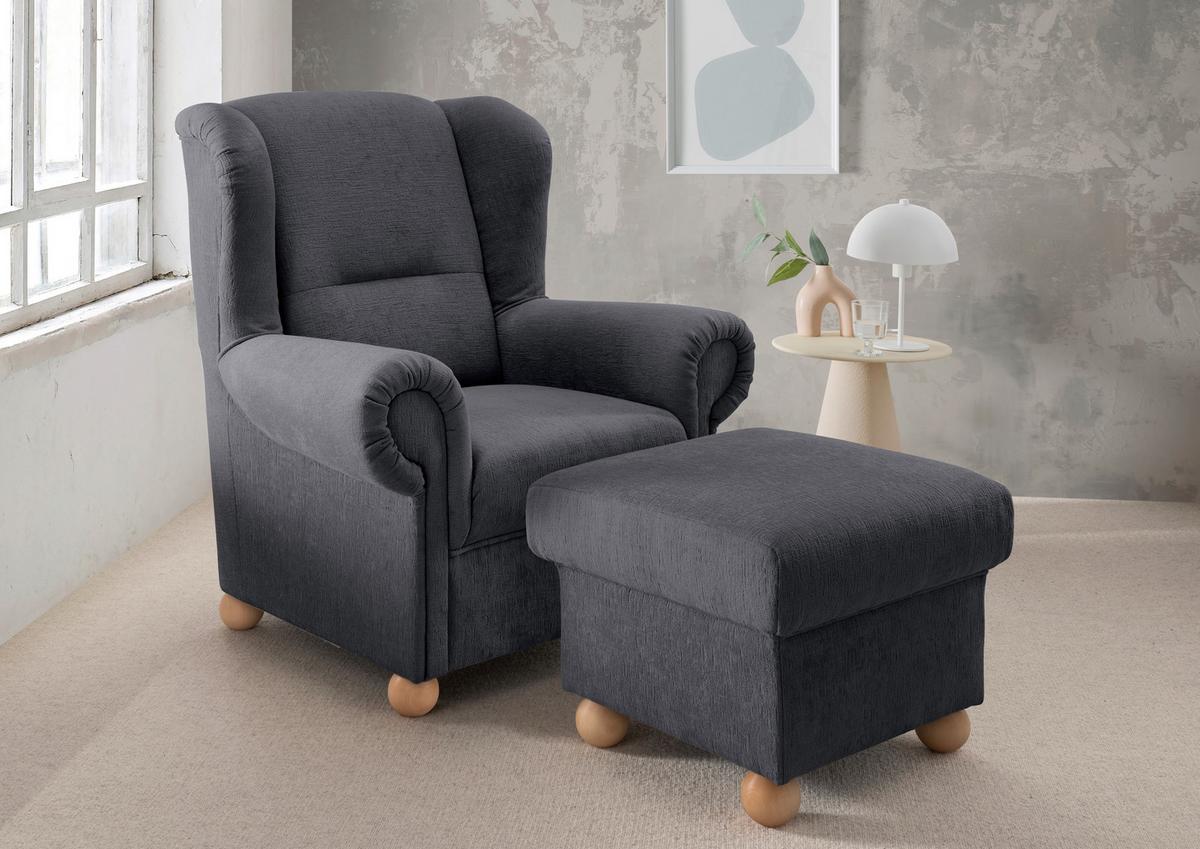 Hocker Torello Anthrazit B: 56cm - Wildeiche/Anthrazit, KONVENTIONELL, Textil (56/46/56cm) - Livetastic