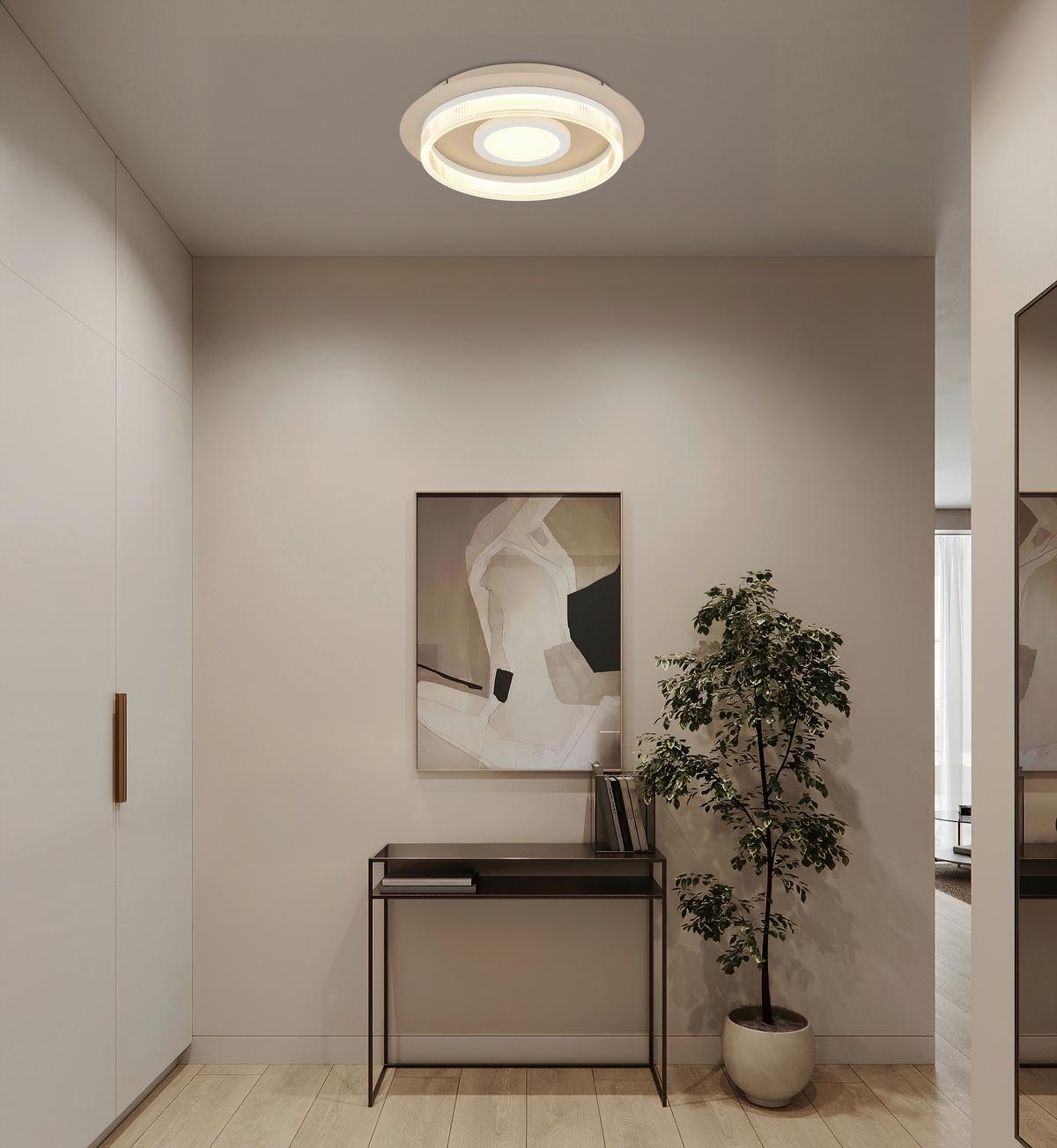 LED-Deckenleuchte 3000k, 1240lm - Sandfarben/Transparent, Design, Kunststoff/Metall (40/8,5cm) - Globo