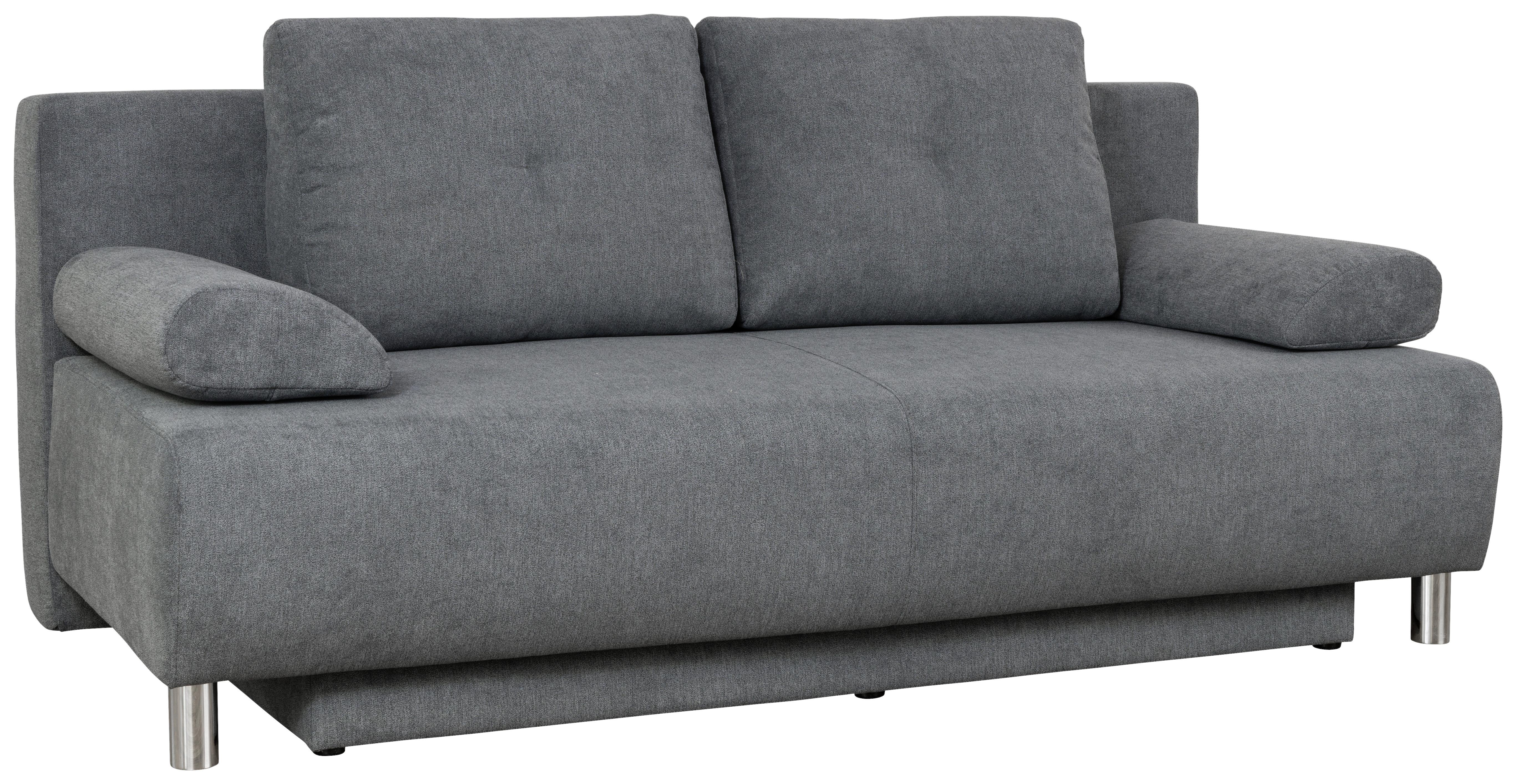 POHOVKA BOXSPRING INES - antracitová/chrómová, Modern, drevo/textil (203/96/102cm) - Luca Bessoni