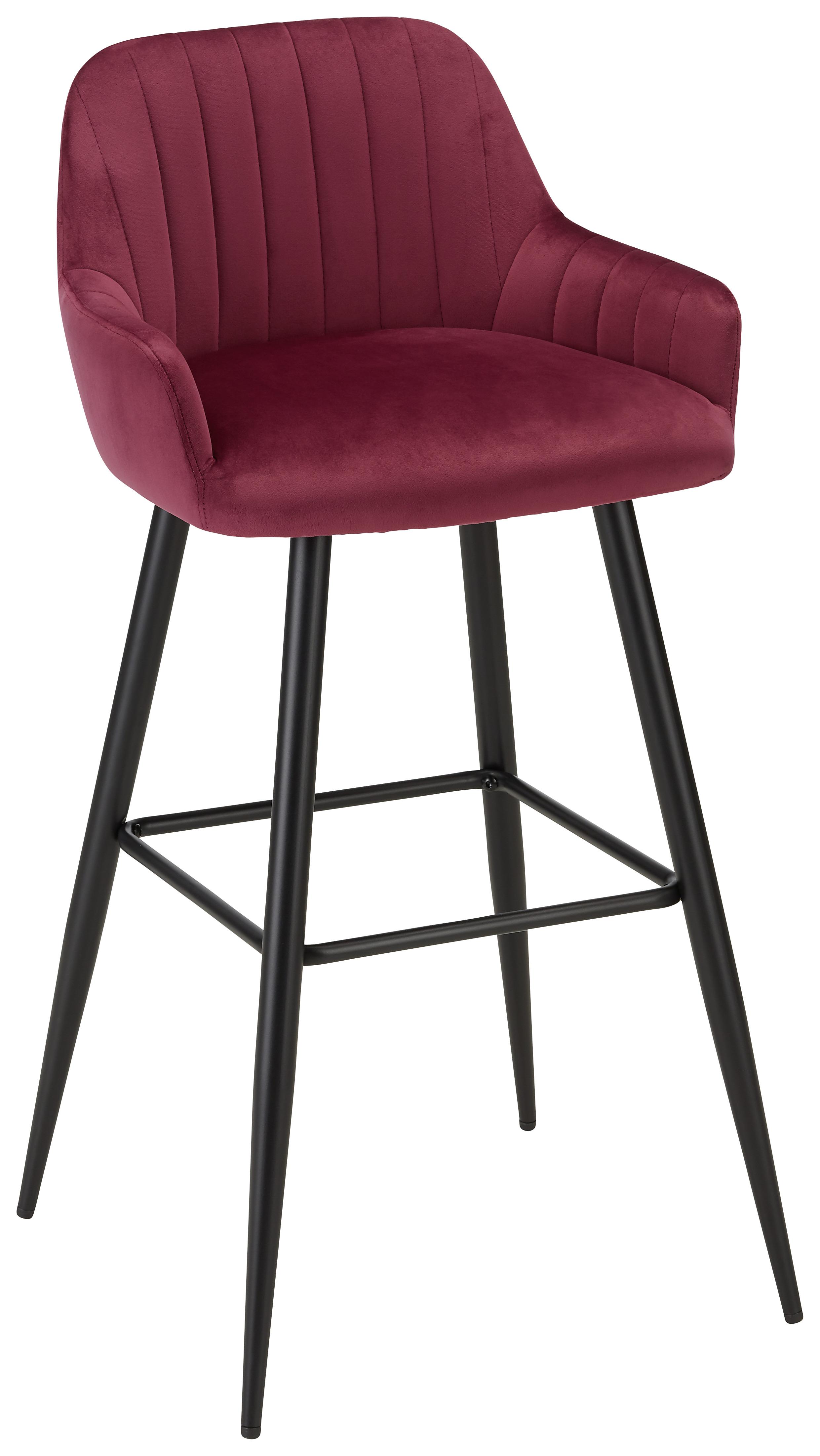 Barová Židle Martha - magenta/černá, Moderní, kov/textil (50/99/53,5cm) - Modern Living