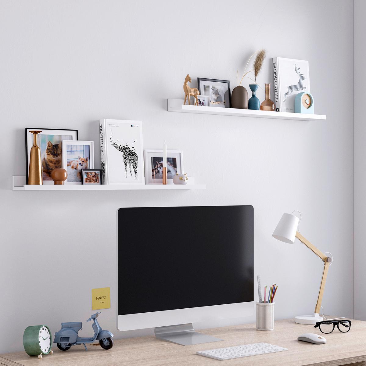 Wandregalset Weiß B: 80cm - Weiß, Basics, Holzwerkstoff (80/5/10cm)