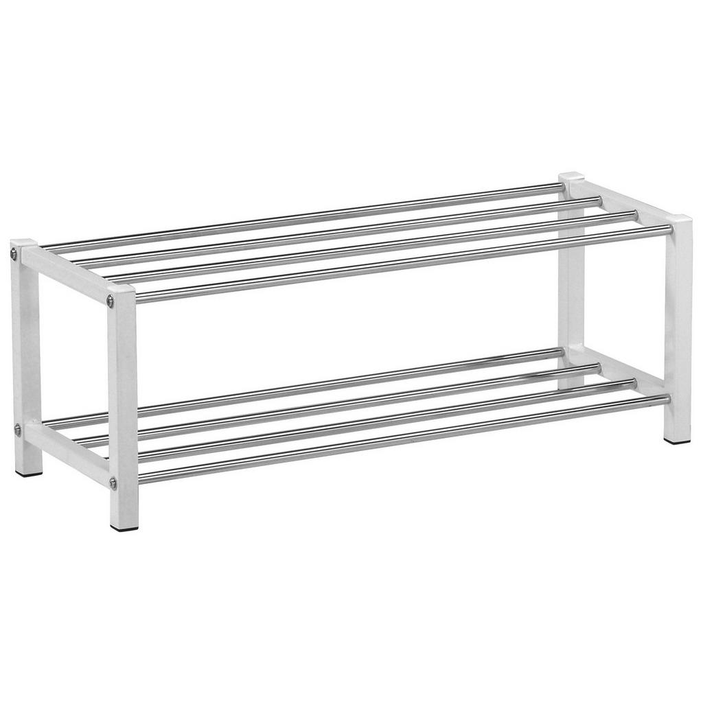 Schuhregal Kai 2 Ablagen 6 Paar Chrom/weiß H: 27 Cm