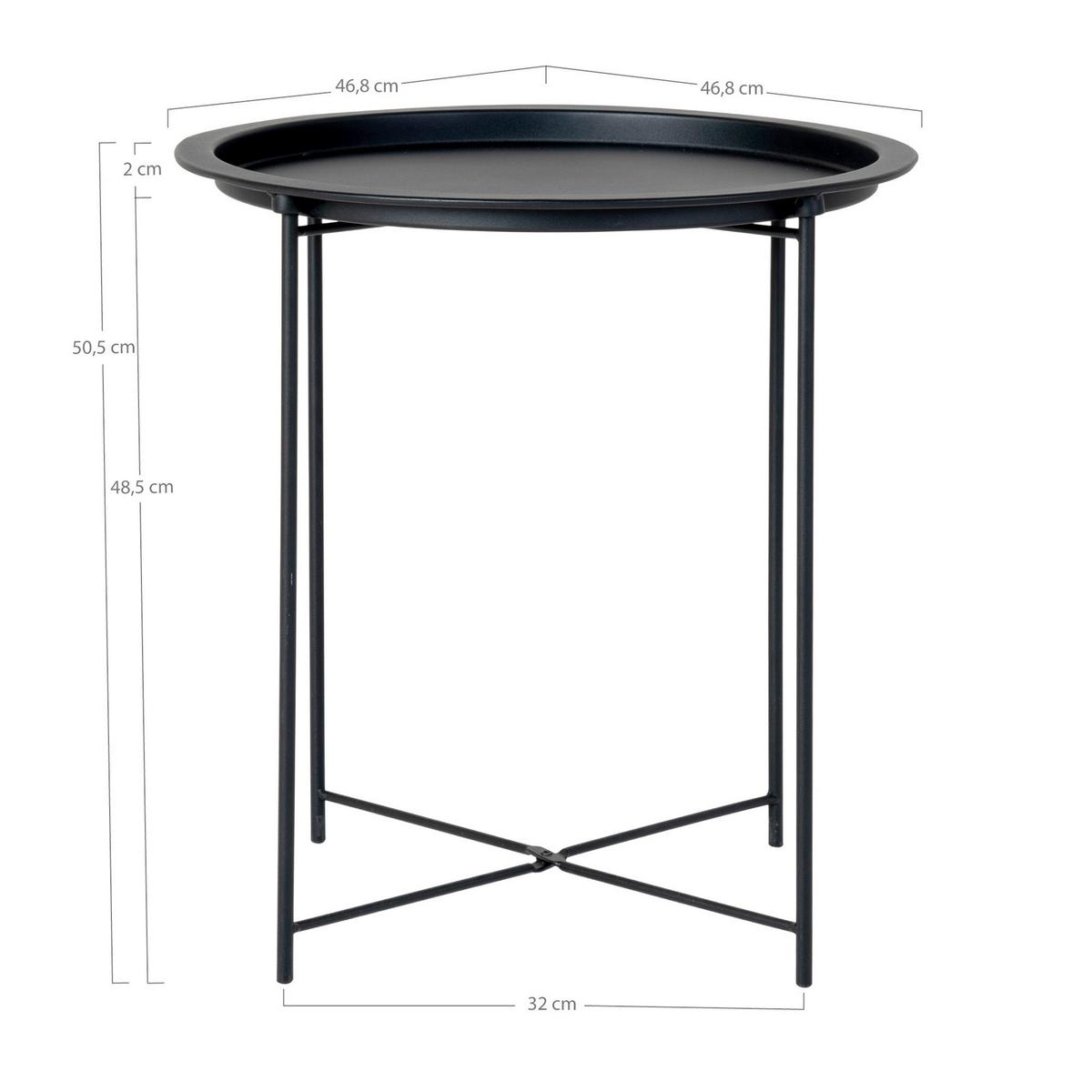 Beistelltisch Bastia Schwarz B: 47cm - Schwarz, Design, Metall (47/47/50cm) - MID.YOU