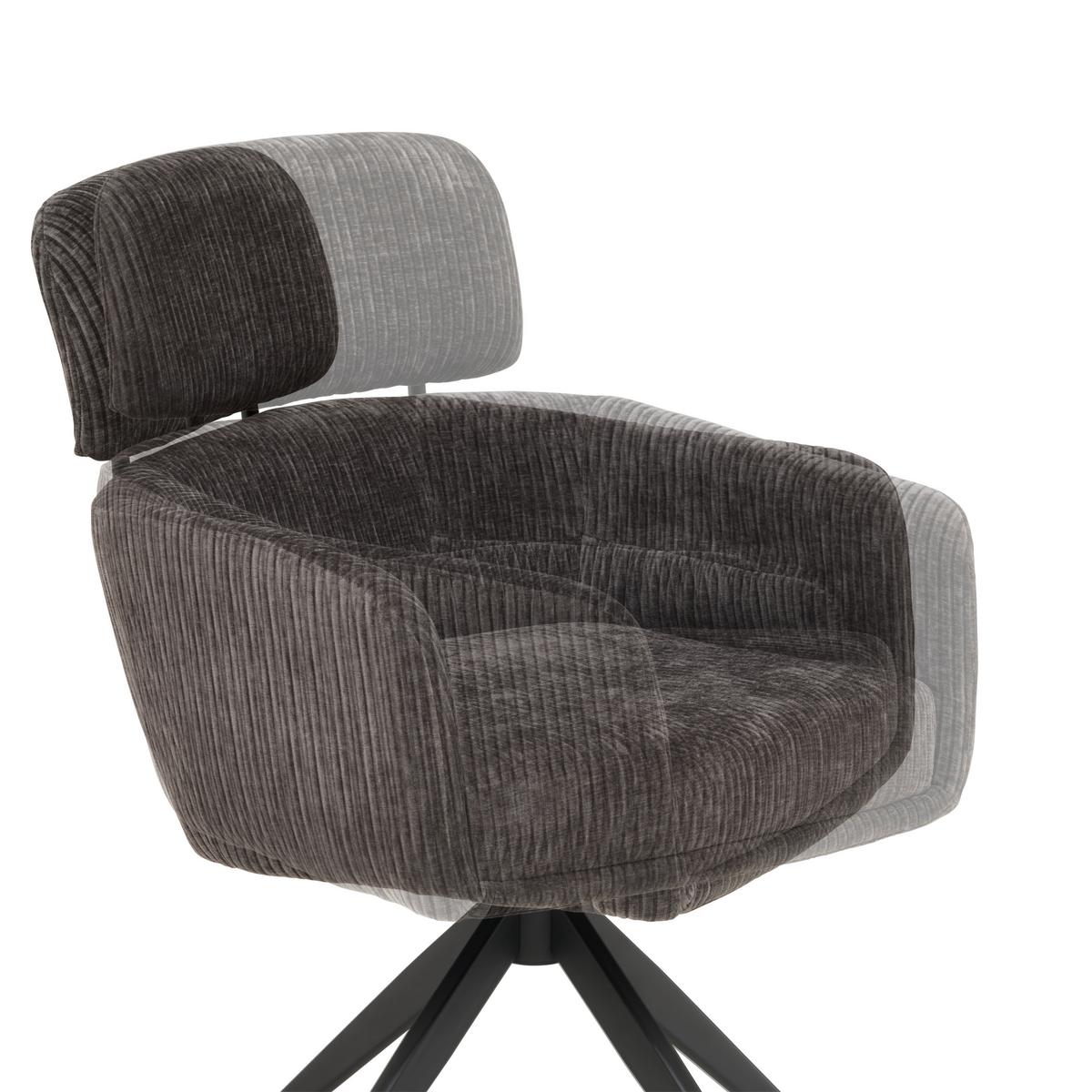 Armlehnstuhl Malte Cord Anthrazit, B: 60 cm - Anthrazit/Naturfarben, KONVENTIONELL, Holz/Textil (60/87,5/68cm) - Livetastic