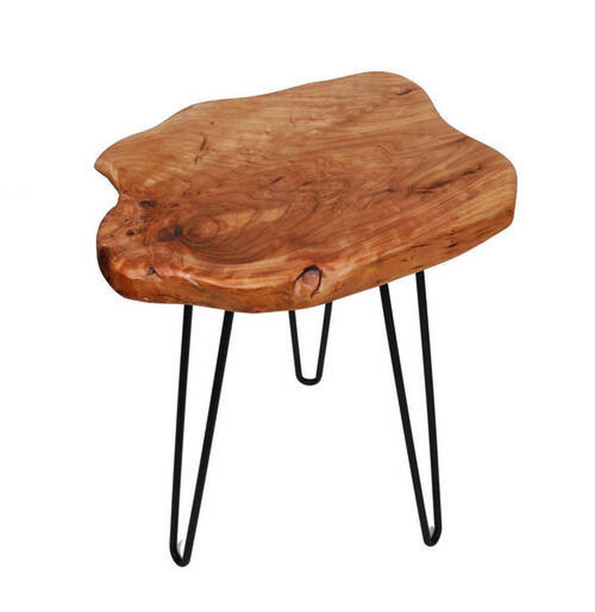 Beistelltisch mit Holzplatte Woody, Naturfarben - Naturfarben, Natur, Holz/Metall (40/45/52cm) - Kayoom