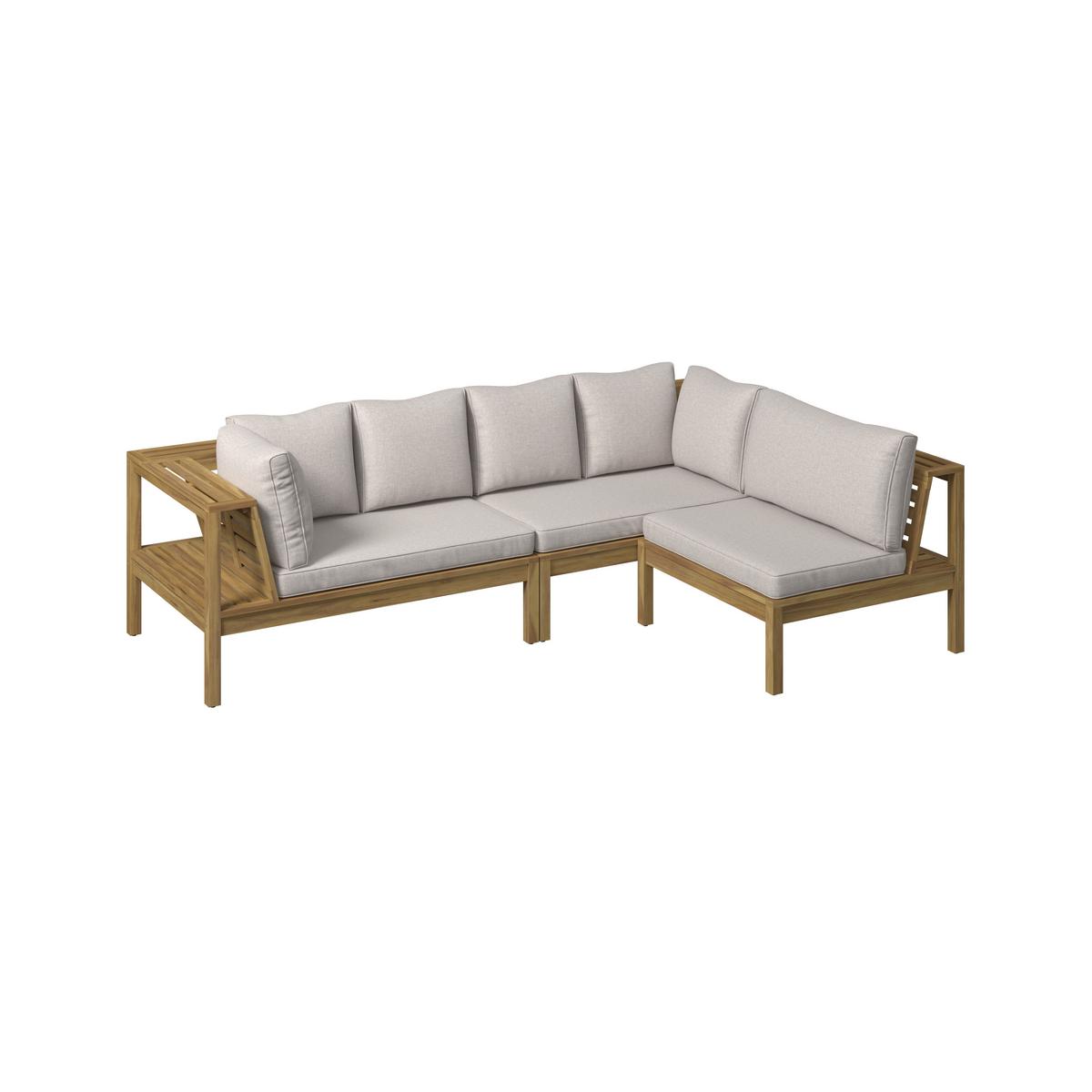 Loungegarnitur Graz - Grau/Akaziefarben, MODERN, Holz/Kunststoff (240/160cm) - Beldano
