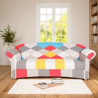 3-Sitzer Loretta ca.204x83x85 cm - Hellbraun/Weiß Hochglanz, Basics, Holz/Textil (204/83/85cm)