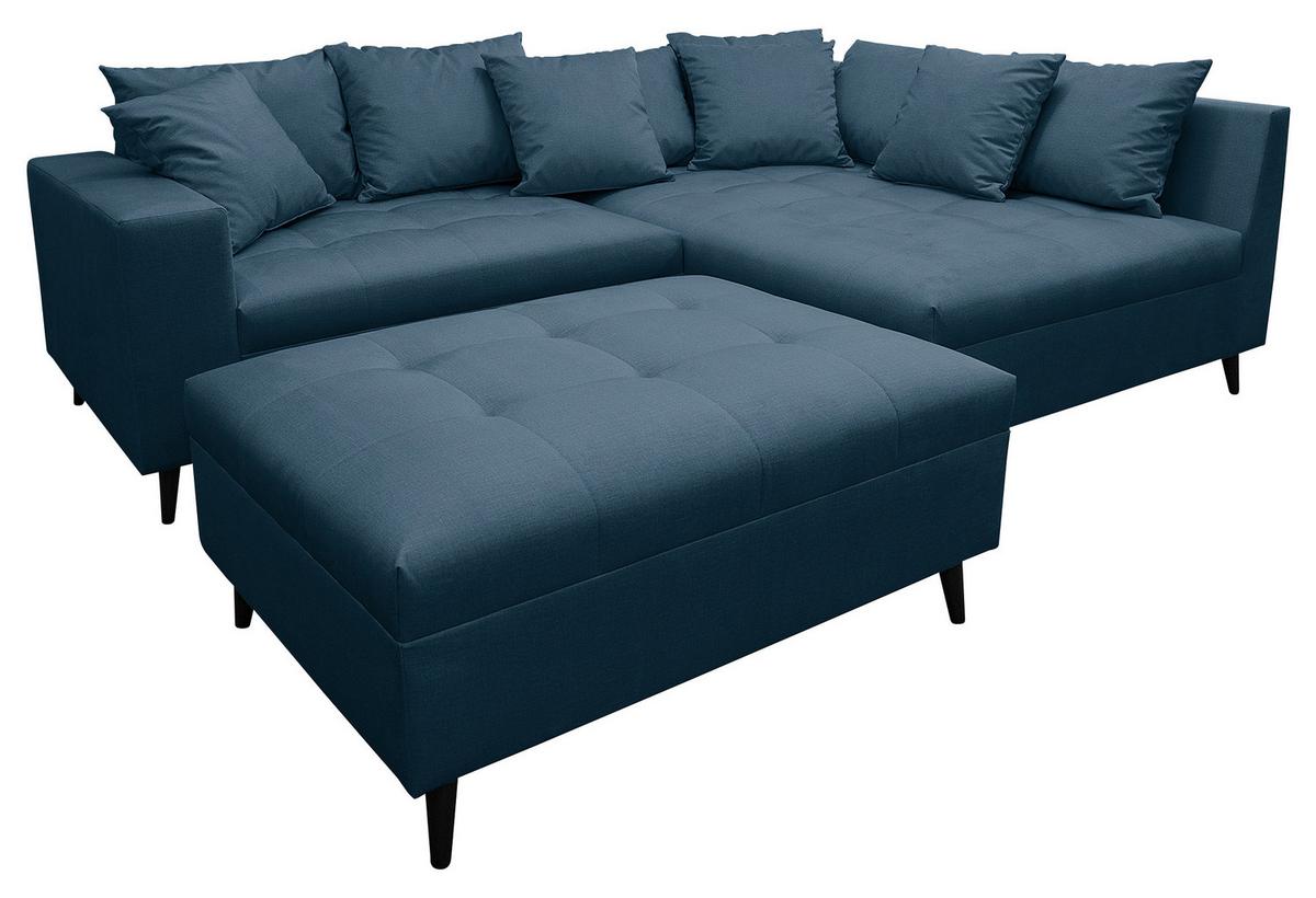 Ecksofa Pruno Dunkelblau S: 247x174 Cm - Schwarz/Dunkelblau, Design, Textil (247/174cm) - MID.YOU