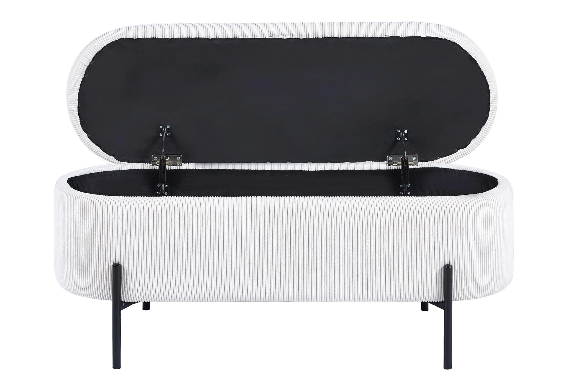 Hockerbank Beige B: 110 Cm - Beige/Schwarz, MODERN, Textil (110/44/40cm) - Livetastic