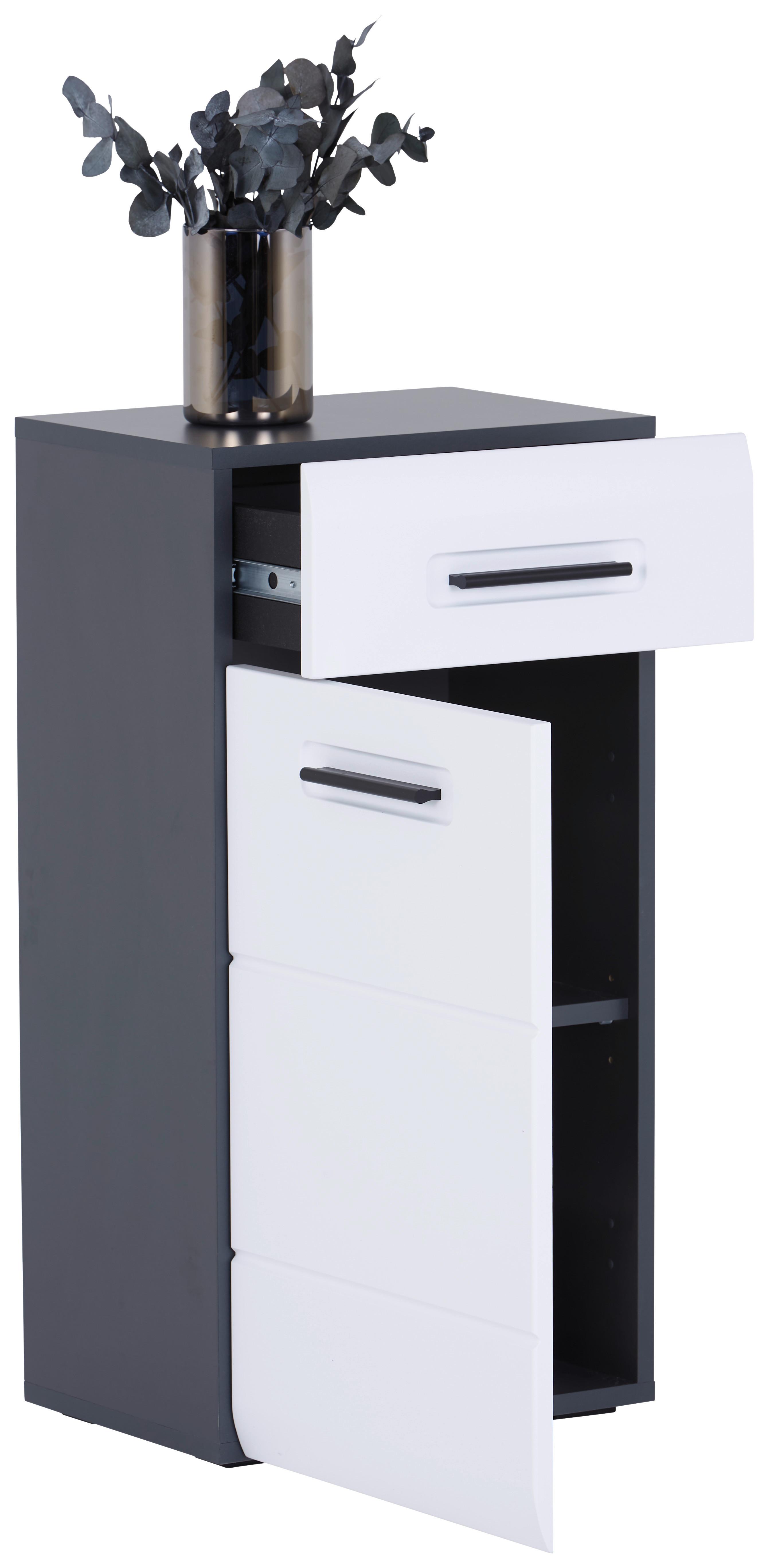 Badezimmer Unterschrank Pearl New Snol 112 BxH 40x77,4 cm - Anthrazit/Weiß, KONVENTIONELL, Holzwerkstoff (40/77,4/29,6cm)