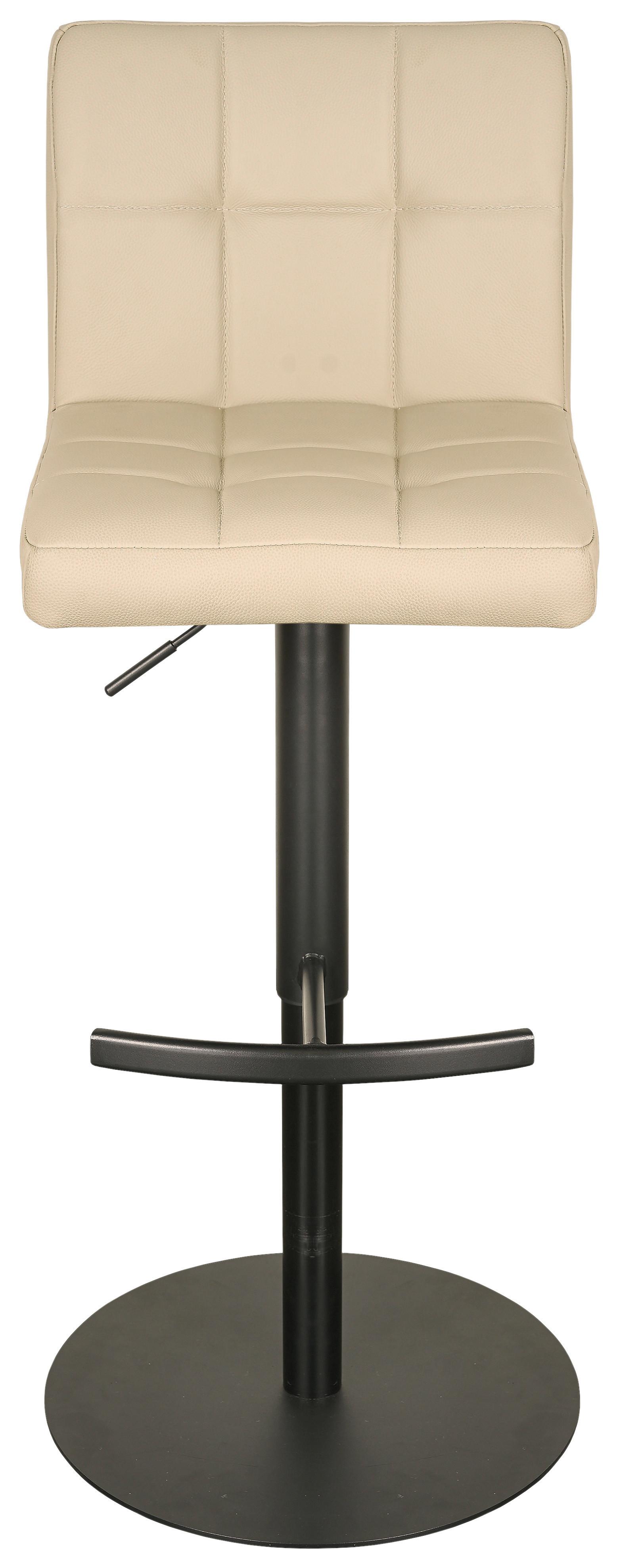 Barhocker Triest Beige B: 43 cm - Beige/Schwarz, MODERN, Leder/Metall (43/92/113/51,5cm) - Livetastic
