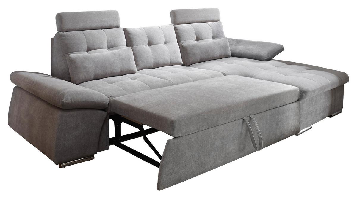 Sedací souprava s rozkladem Nalo hnědá - barvy stříbra/jílová barva, Konvenční, kompozitní dřevo/textil (268/170cm) - MID.YOU