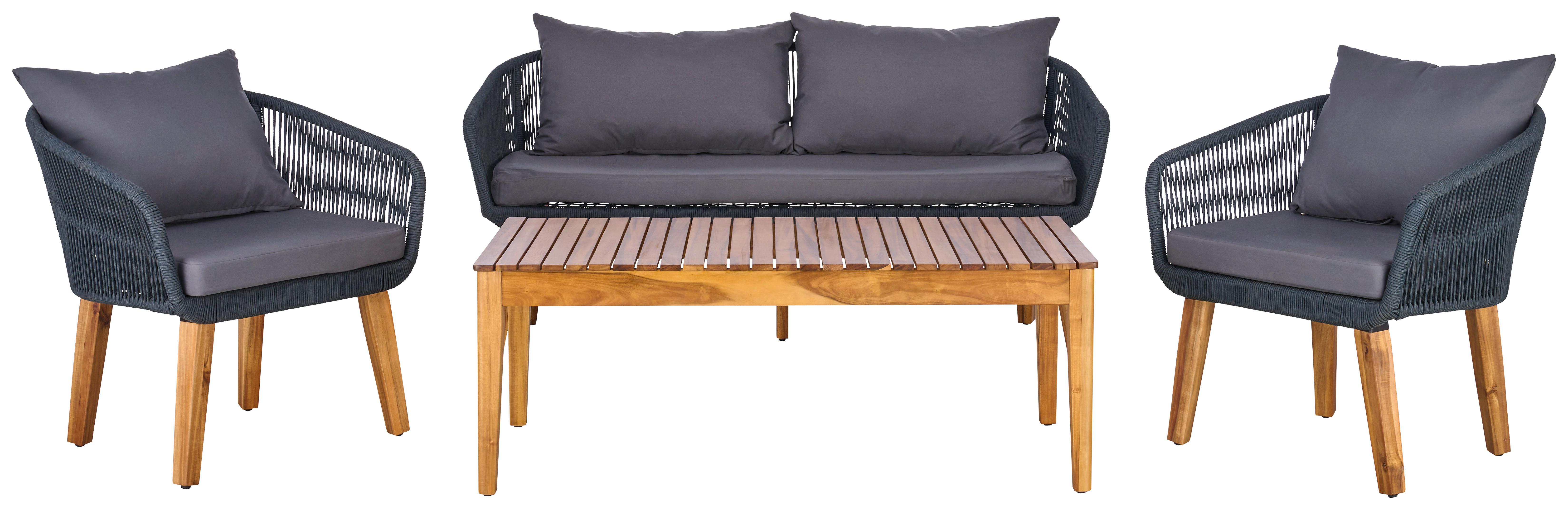 Lounge Garnitúra Trendy - akácia színű/sötétszürke, modern, fa/fém (160/75/70cm) - Beldano