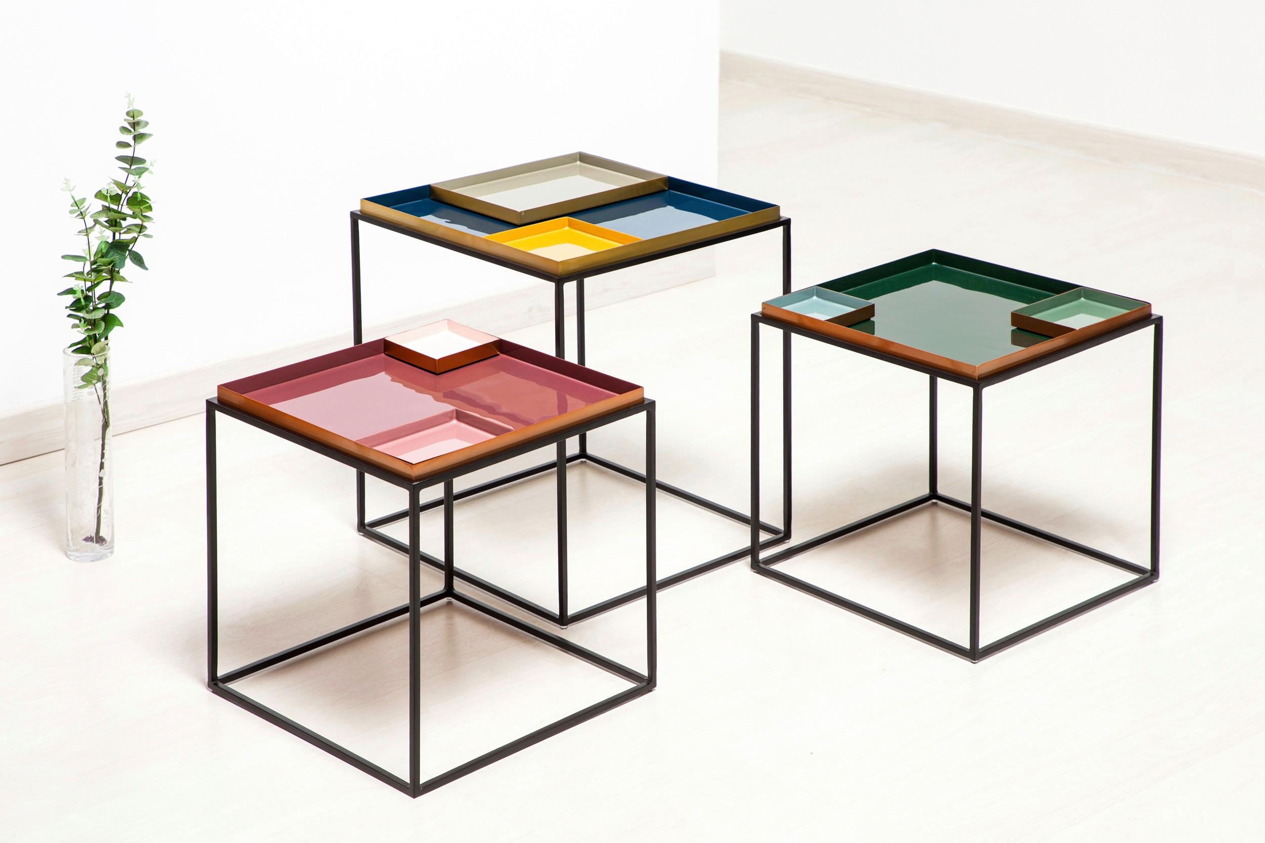 Beistelltisch Famosa 460 Dunke/Hellgrün B: 40 cm - Dunkelgrün/Schwarz, Design, Metall (40/40/40cm) - Kayoom