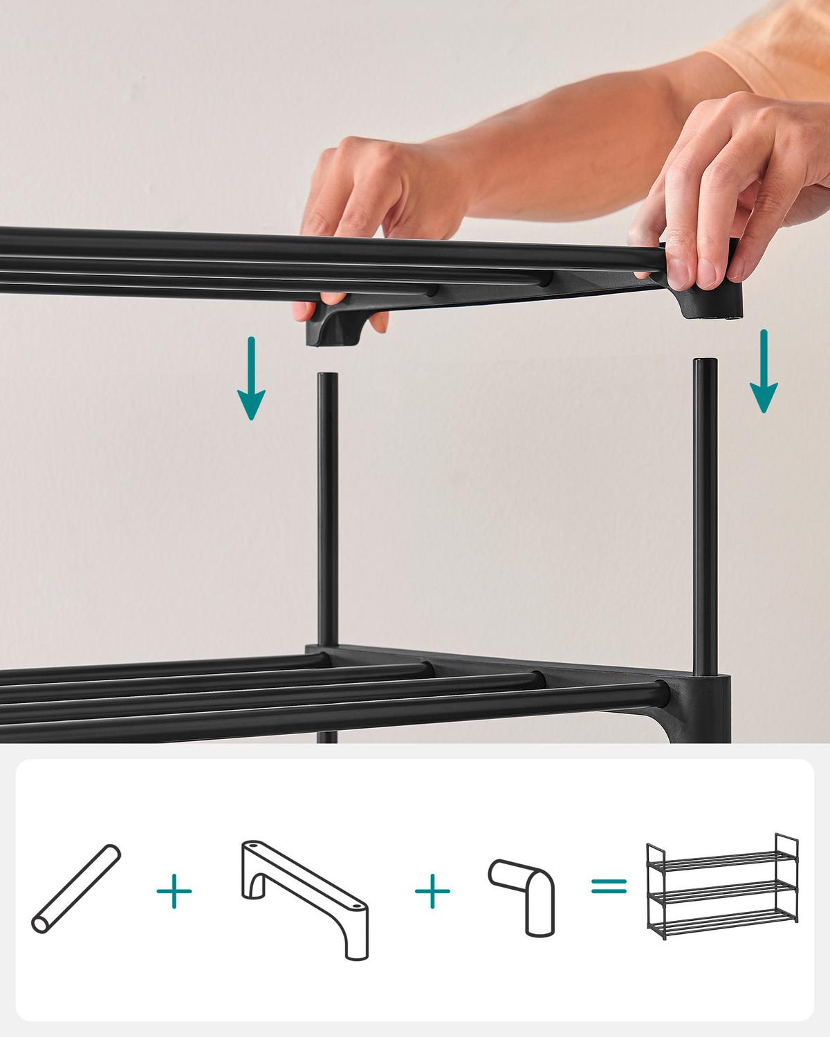 Regál na topánky čierny - čierna, Trend, kov/plast (92/54/30cm) - Boxxx