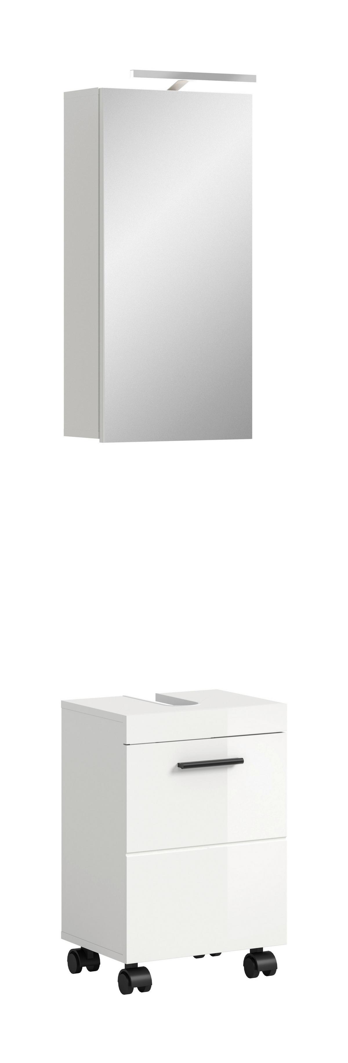 Badezimmer Nova Weiß B: 40cm - Weiß Hochglanz/Schwarz, Trend, Glas/Holzwerkstoff (40cm) - MID.YOU